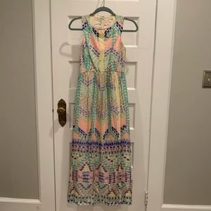 Shoshanna Pastel Silk Maxi Dress Size 0